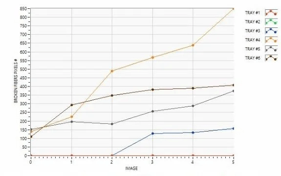 毛束の破損率の時間変化